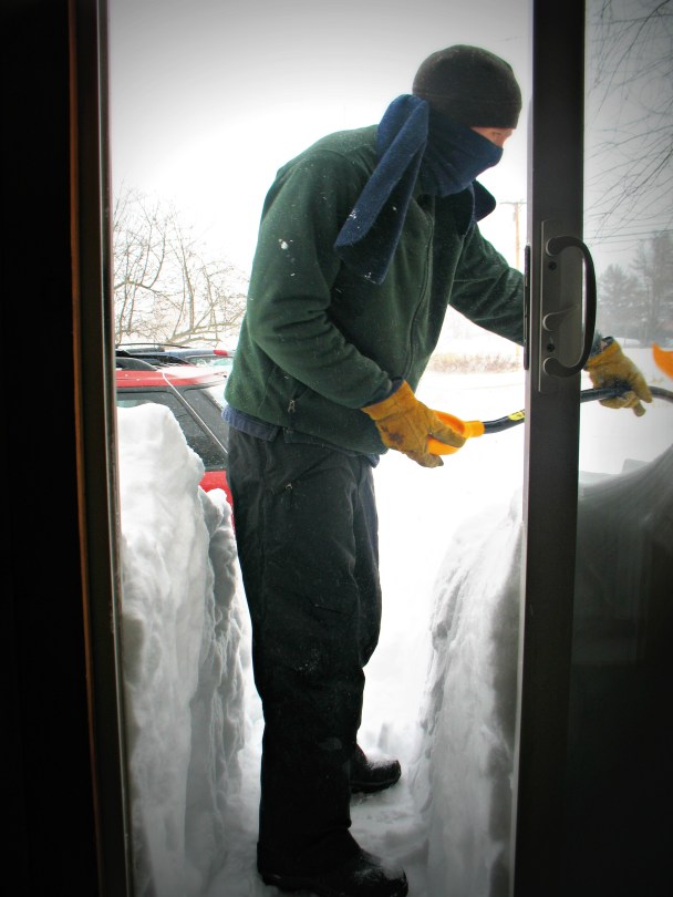 Day One: We dig out. Note: for perspective, the snow ninja is almost  6 and half feet tall.